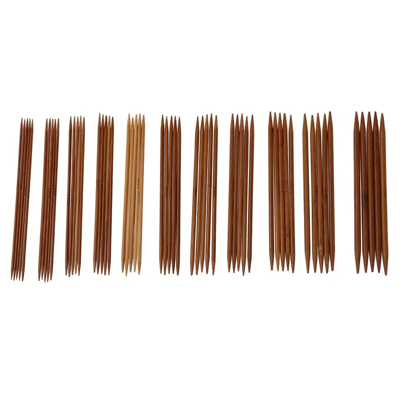 

5 комплектов 11 размеров 5 ''(13 см) двойные Заостренные Бамбуковые Наборы для вязания игл (2,0 мм-5,0 мм)