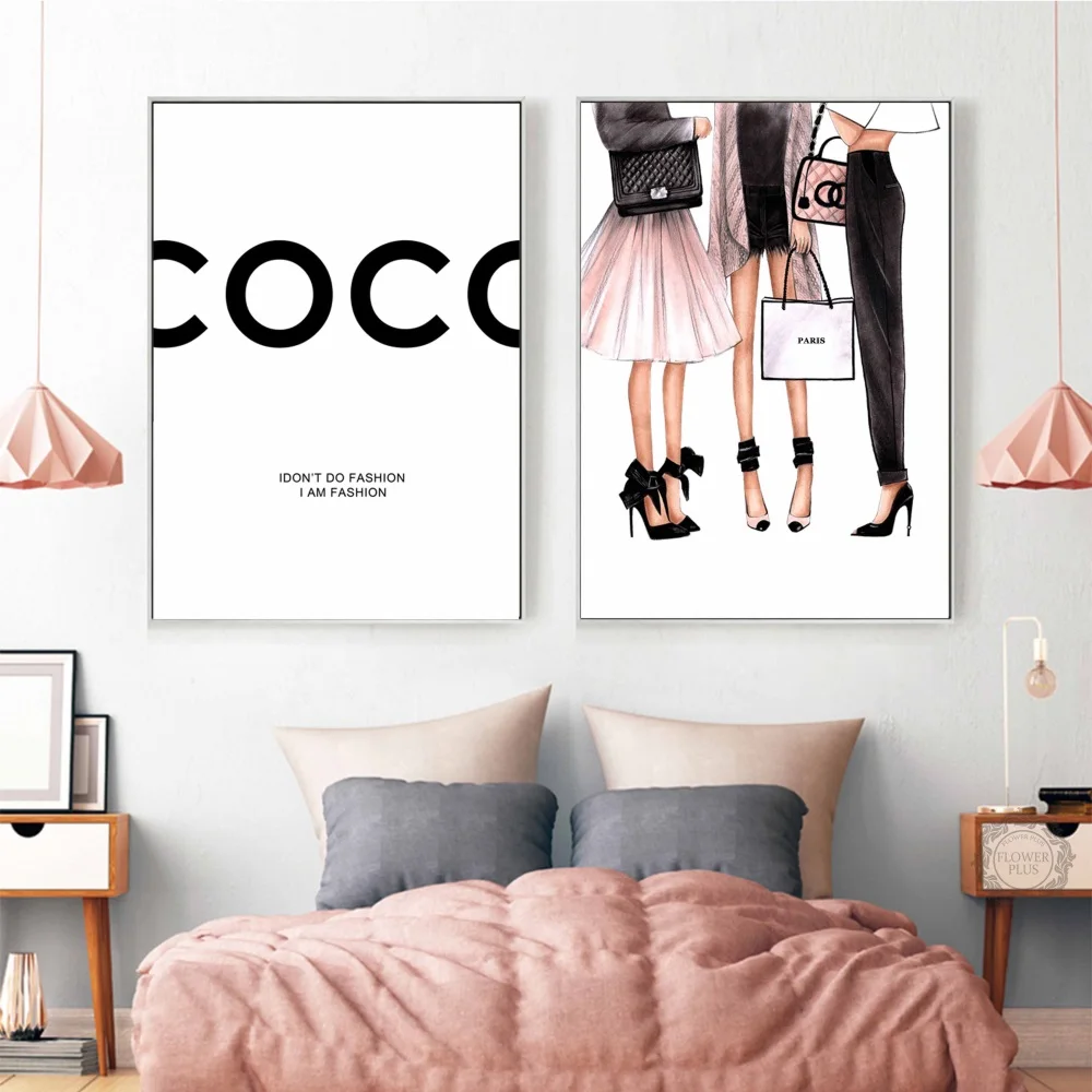 

Fashion Girl Logo Super Model Wall Art Canvas Painting Watercolor Nordic Posters And Prints Wall Pictures For Living Room Decor