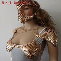 new fashion wrb1012 scalemail mermaid fish scales head chains layers scale chainmail gold fish scale head hair chains jewelry