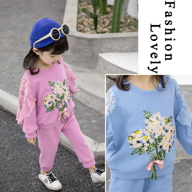 Комплект одежды для маленьких девочек, Осенний модный костюм для девочек брюки+ рубашка комплект детской одежды из 2 предметов костюм для девочек 3-4 лет
