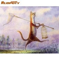 ruopoty diy frame cat diy painting by numbers modern wall art coloring picture by numbers hand painted oil painting home decor