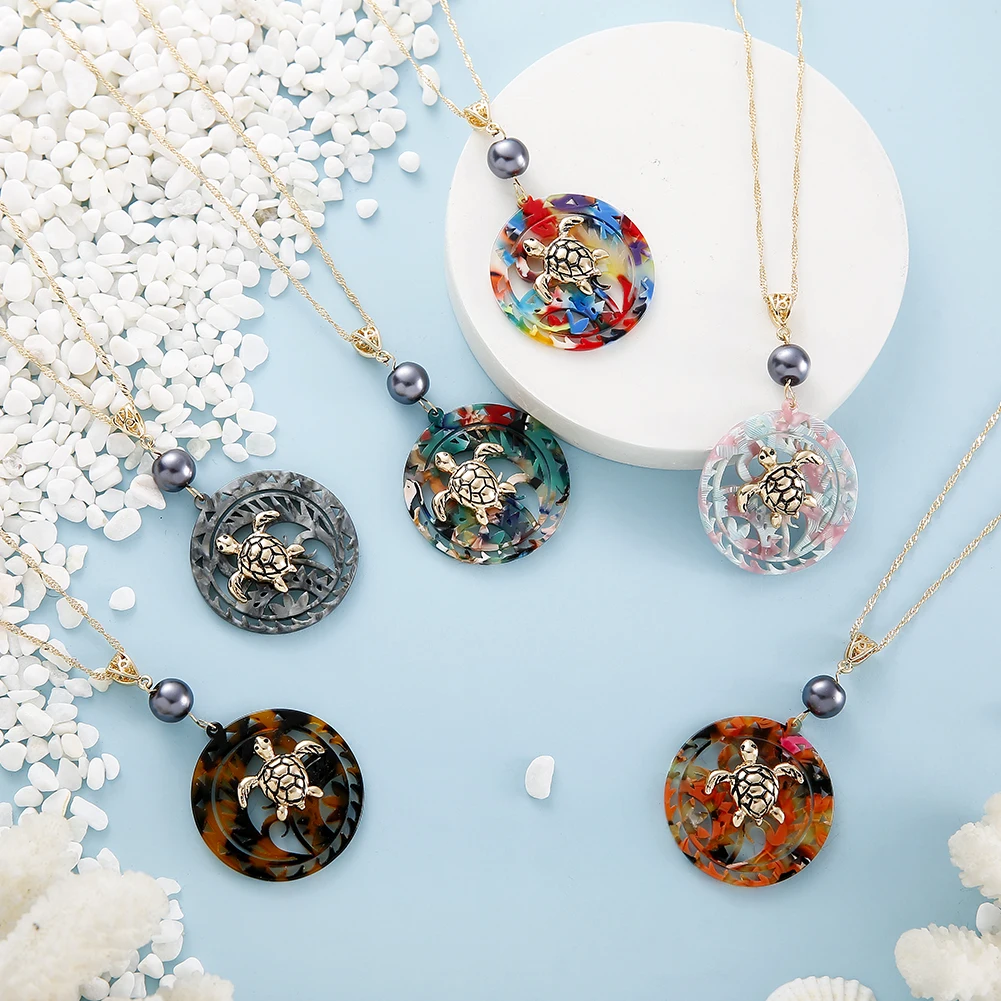 

Cring Coco Hawaiian Chain Necklace Original Design Cute Sea Turtles Pendant Jewelry Chains Wholesale Items Necklaces for Women