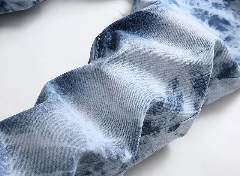 

Tie Dye Print Men Jeans Brand Designer Male Stretch Denim Pants Trousers Brand New Biker Los Hombres Jeans Straight Jeans Hombre