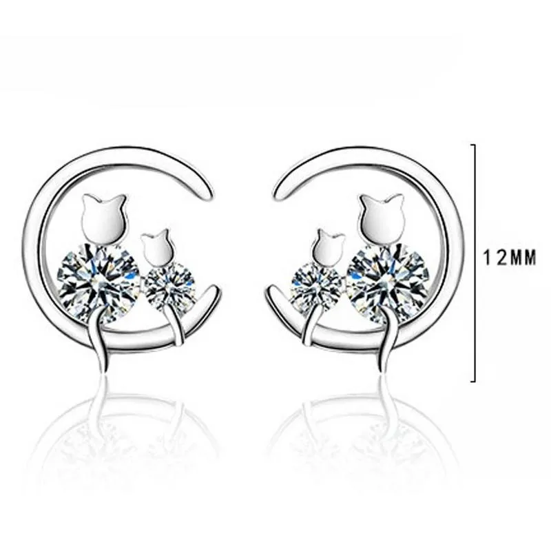 

Cute Female White Shiny Crystal Stone Earrings Kitten Accessories Earrings Stud Girls Earrings Gift Cat Jewelry For Women Y2S7