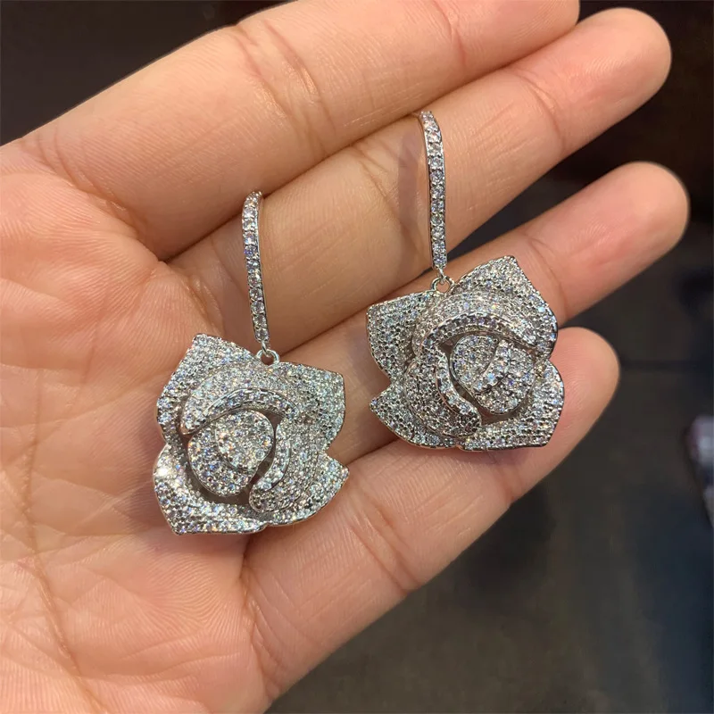 Модные Серебристые кристально чистые серьги-капли с кубическим цирконием в виде