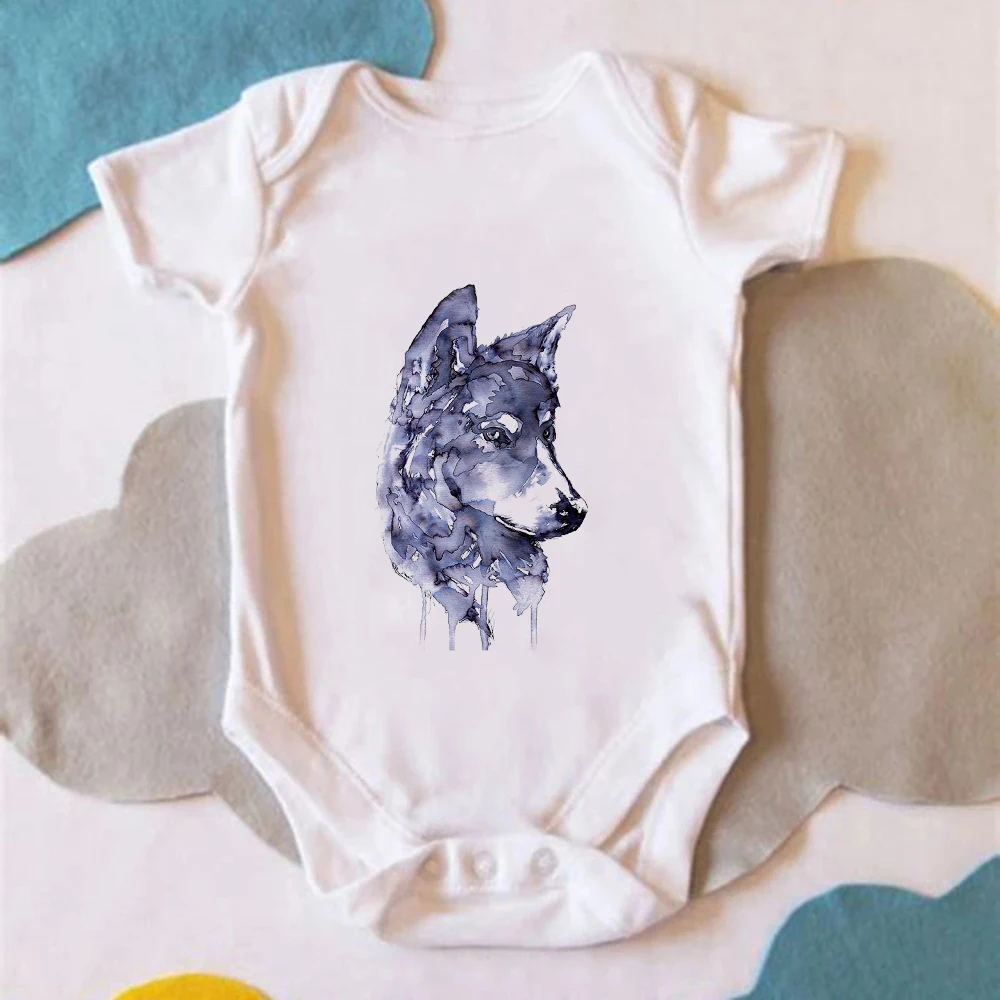 

Hipster Cool NewBorn Baby Clothes Aesthetic Art Wolf Printed Toddler Jumpsuits Harajuku Punk Style Infant Romper Summer Vetement