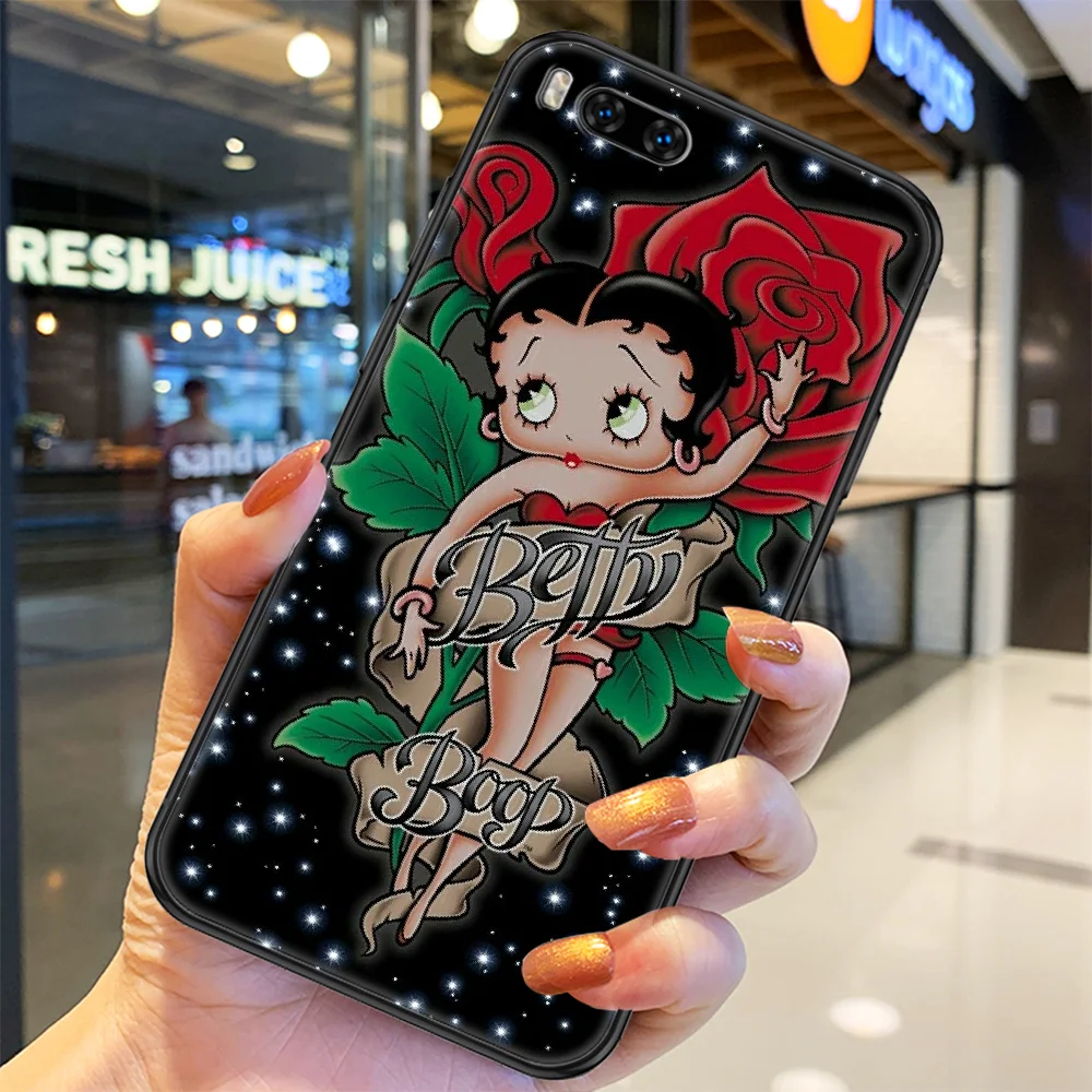 

Bettys Boop Cartoon Phone case For Xiaomi Mi Max Note 3 A2 A3 8 9 9T 10 Lite Pro Ultra black 3D cell cover painting waterproof