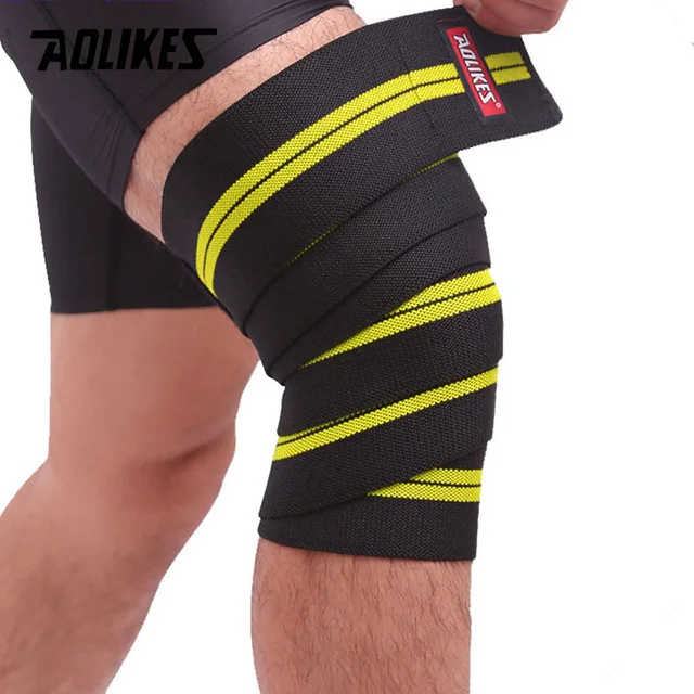 Black Yellow Aolikes, 1 шт., эластичная повязка, спортивная лента для поддержки колена, наколенники, кинезиологический защитный ремешок для Joelheira, повязка на запястье - Цвет: Black Yellow