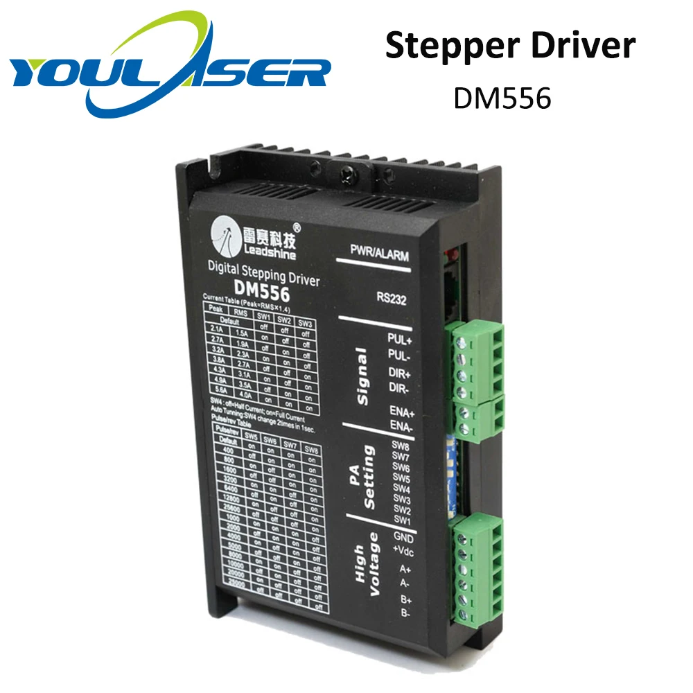 YOULASER Leadshine 2 фазы шагового драйвер DM556 20 50VAC 0 5 5.6A|Драйвер двигателя| |