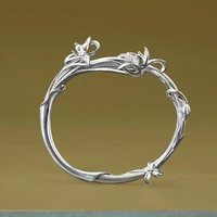 designer original new handmade ethnic style carved orchid silver solid bracelet ladies cold style exquisite silver jewelry