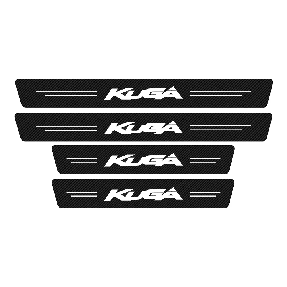

4Pcs Car Scuff Plate Door Threshold Sill Stickers For Ford Kuga 1 2 MK1 MK2 1st 2nd 2008 - 2021 Auto Logo Carbon Fiber Covers