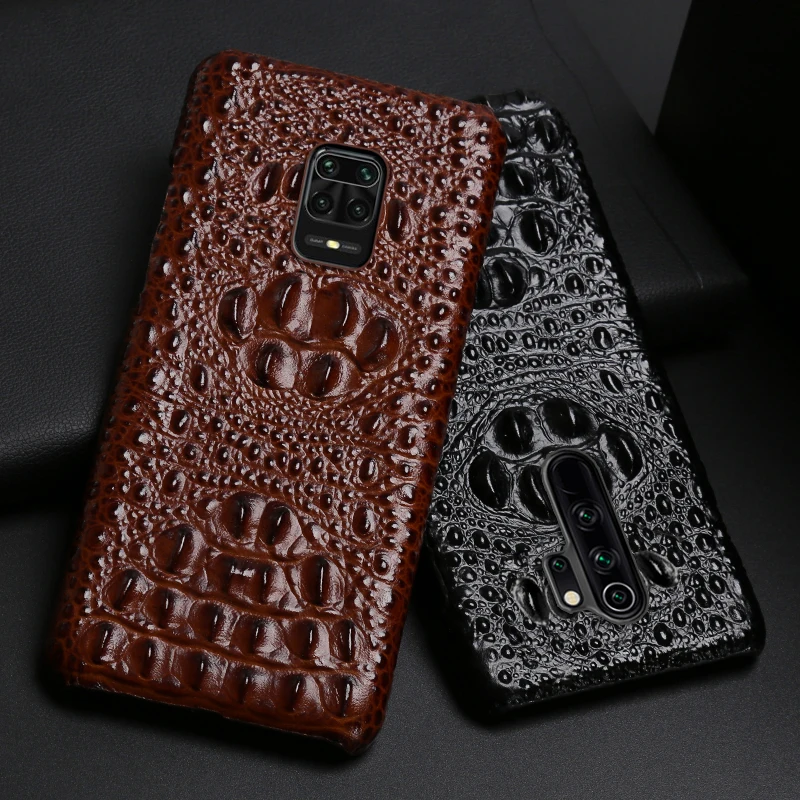 

For redmi note 11pro 10pro 9s 9pro 8pro mi11 11t real leather cover fundas Crocodile Head celular for xiaomi poco x3 pro case