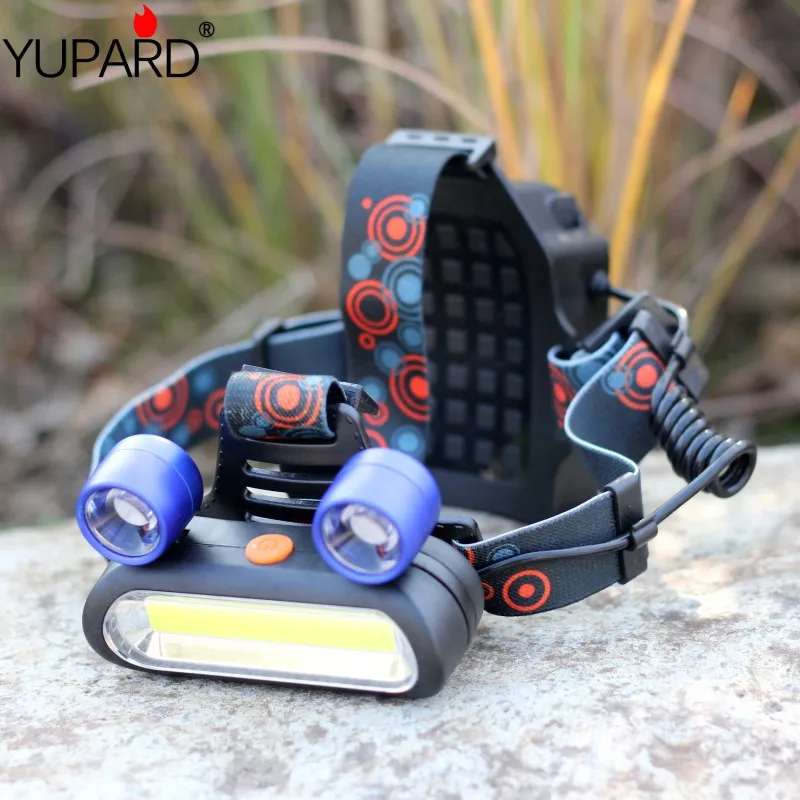 

Portable 3* COB LED Headlamp USB Rechargeable Camping Head lamp Fishing headlight flashlight headlamp torch +2*18650 battery