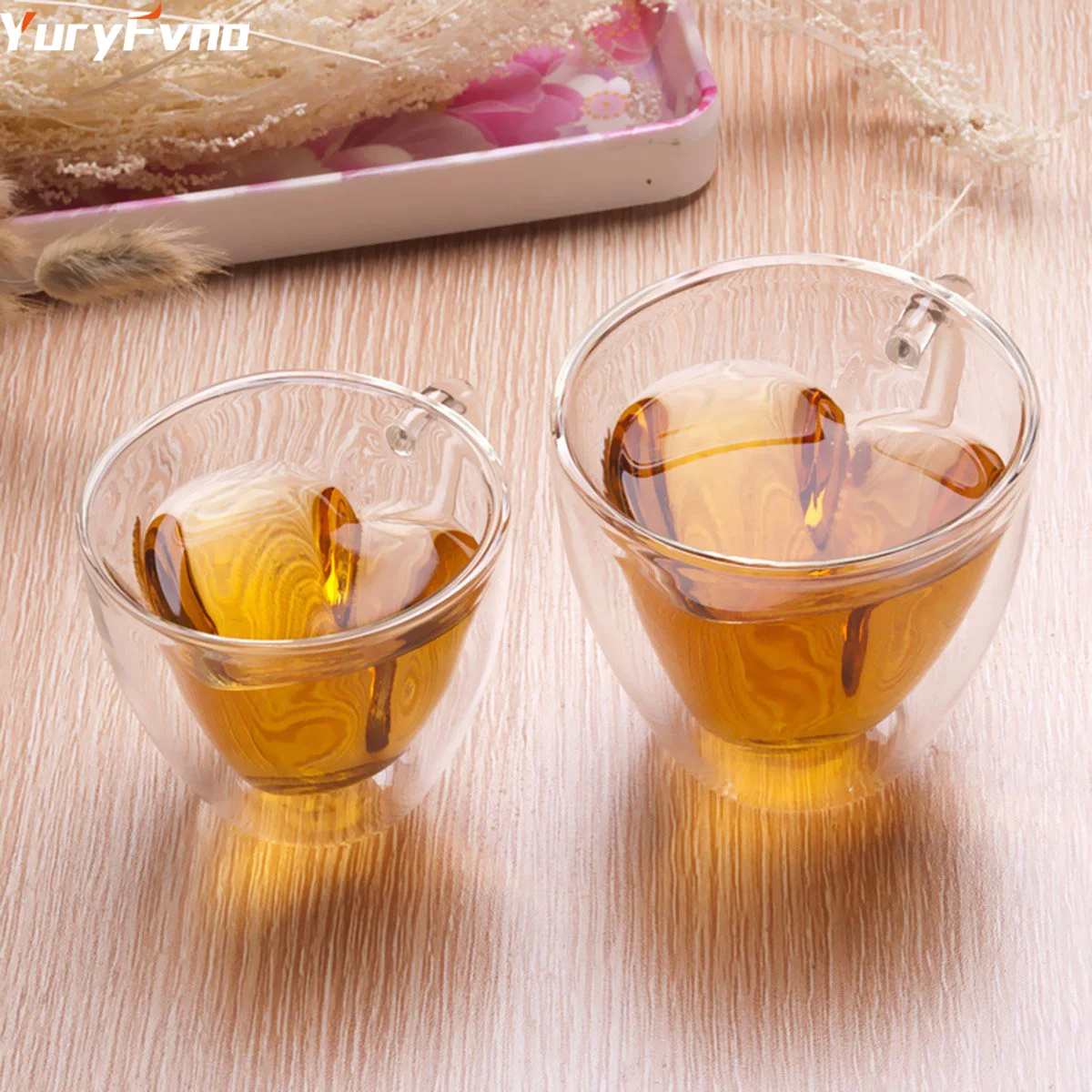 YuryFvna кружка с двойными стенками в форме сердца офисные кружки теплоизоляция