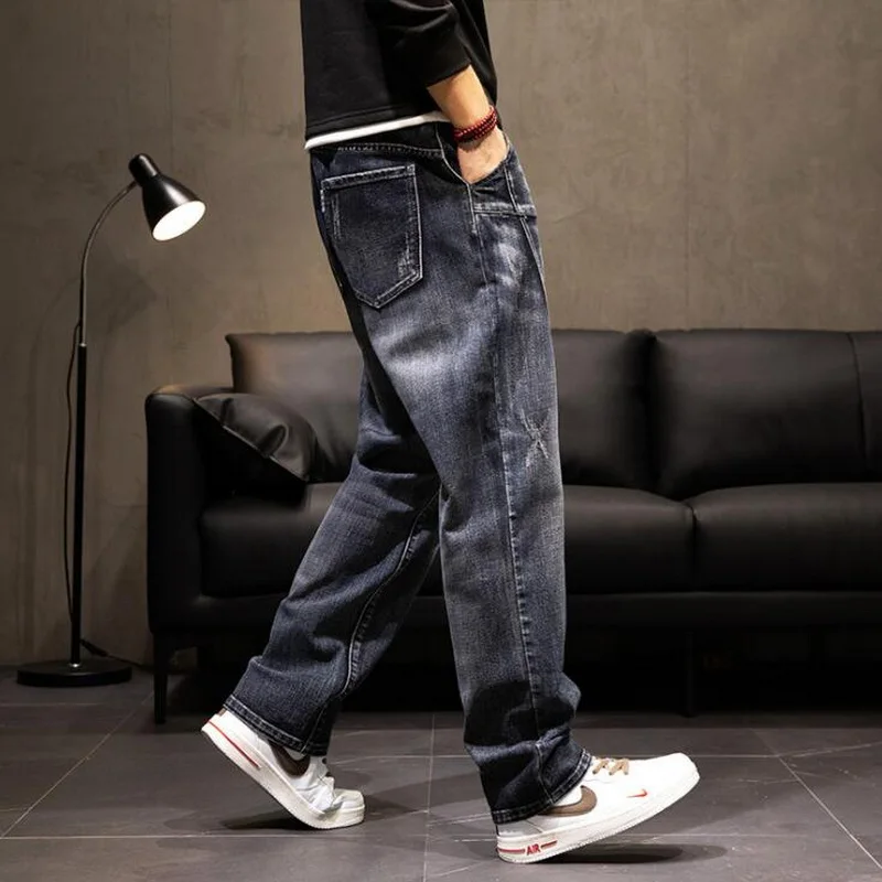 Men Jeans Mens Hiphop Baggy Denim Pants Straight-Leg Jeans Male Cowboy Clothing Cargo Trousers Size 28-44