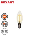 Лампа филаментная REXANT Свеча CN35 E14 прозрачная колба