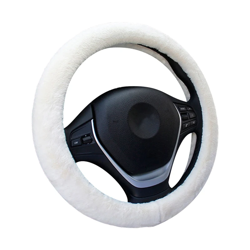 

LEDTENGJIE 37-38cm winter car steering wheel cover imitation rabbit fur warm gloves ladies comfortable car interior