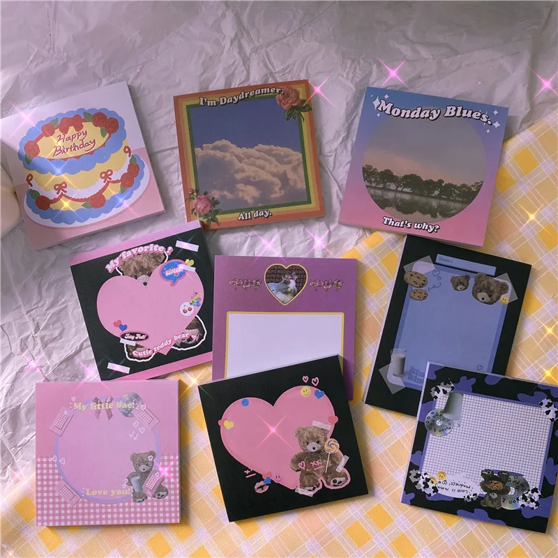 

50 Sheets Cartoon Cute Teddy Bear Note Paper Message Memo Pad Kawaii Stationery Notepad Office Leave Message Office Supplies