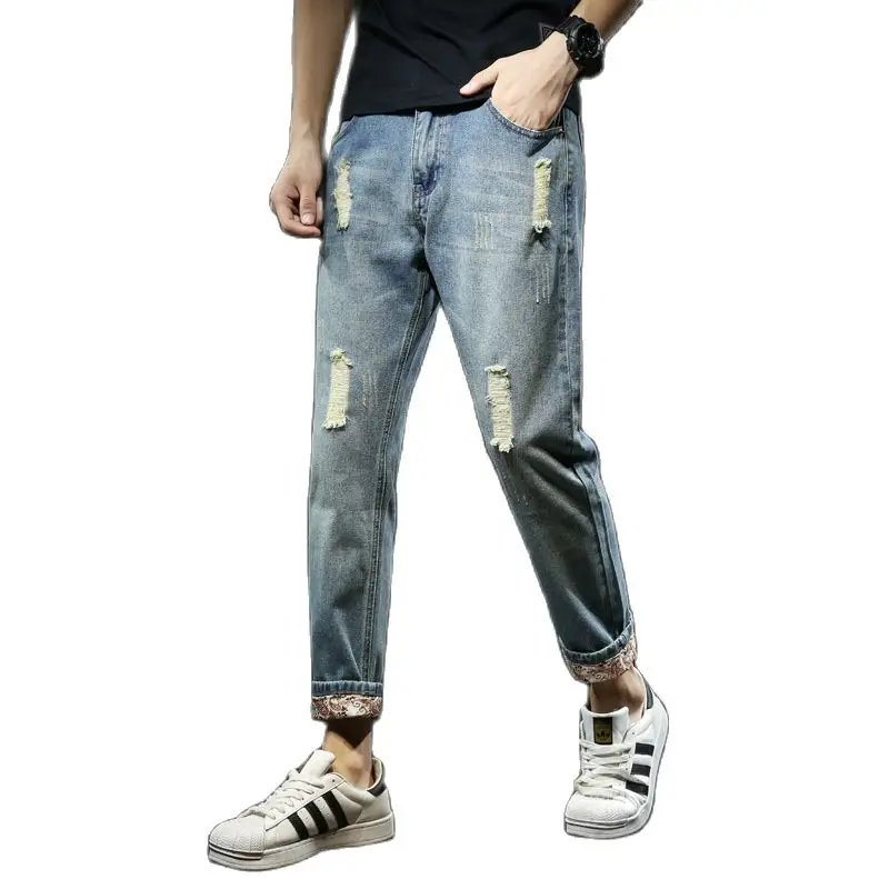 

New arrival jeans men Ankle length Fashion Hole men's jeans high quality Comfortable male cotton Men's denim trousers