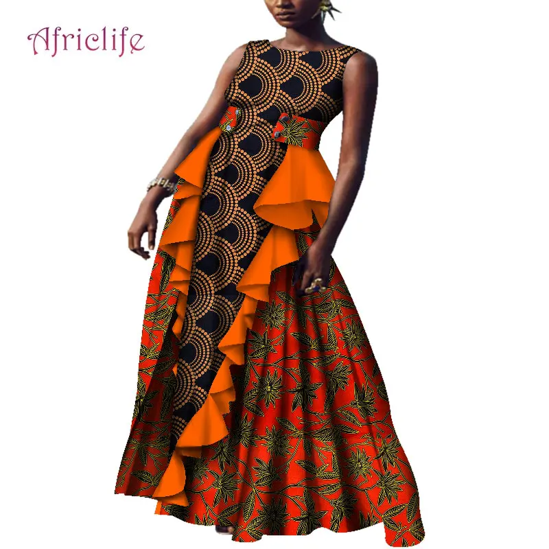 Женские Африканские модные традиционные платья с принтом Анкары Дамская одежда