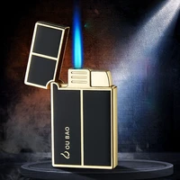 refillable inflatable lighter metal clear and pleasant sound straight into the windproof blue flame electronic lighter gifts