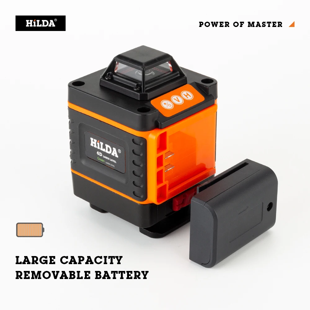 HILDA 16 Lines 4D Laser Level cross line Green laser level self-leveling multipurpose horizon vertical measure | Инструменты