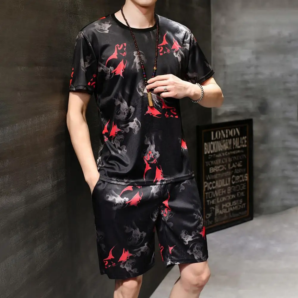 Размера плюс мужской спортивный костюм из двух предметов с принтом повседневный