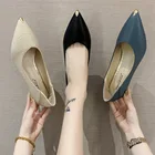 Женские офисные туфли, туфли-лодочки с острым носком, на каблуке 5 см, большие размеры 34-42, зеленые, весна-осень 8655 г