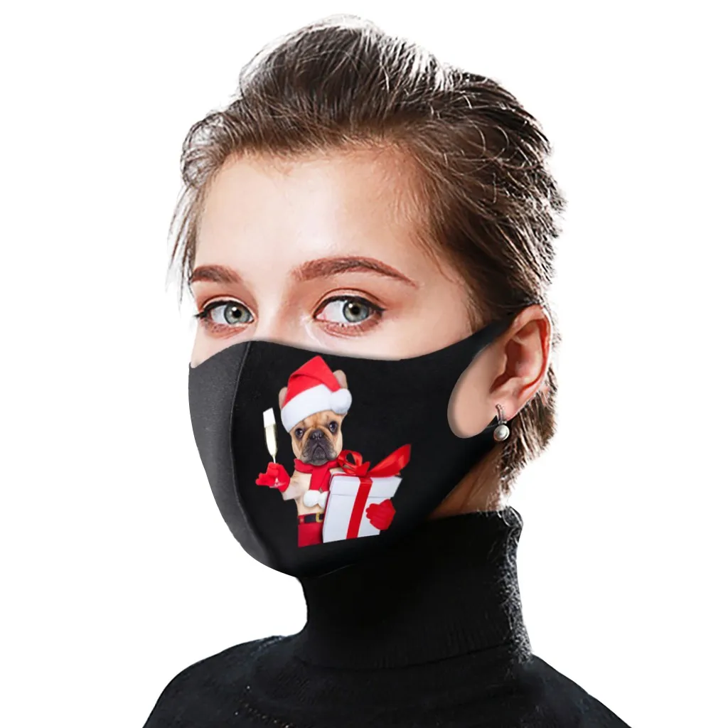 Рождественская маска с милым принтом животными на Рождество вечерние для лица
