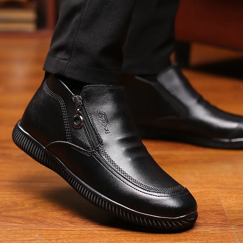 

Men Winter Shoes High Top Plush Warm Male Ankle Boots British Luxury Man Business Footwear Zipper High Quality Casual Botas