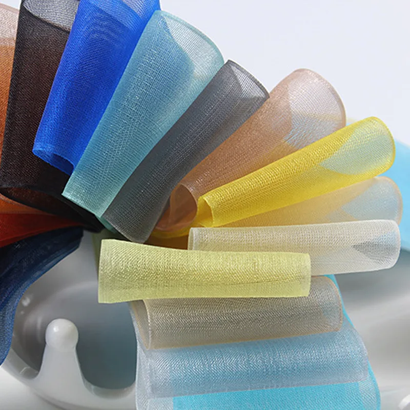 

200yards Organza Sheer Ribbon Rolls For Crafts Wholesale Gift Wrapping Decoration Artificial Silk Fabric 9/13/16/19/25/38/50mm