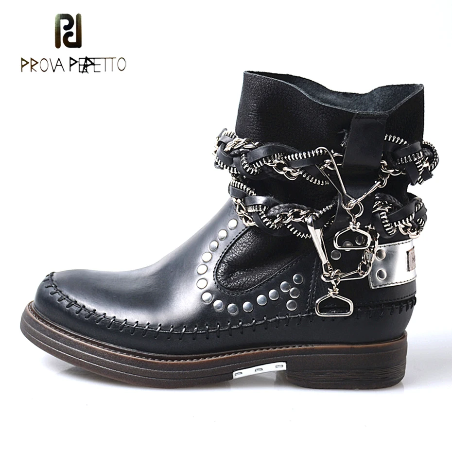 Prova Perfetto зимние новые женские мотоциклетные ботинки из натуральной кожи с