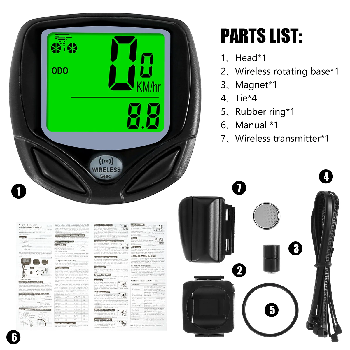 Wireless Bike Computer Speedometer Waterproof Odometer Multi-Functions Bicycle Mileage Tracker with Backlight LCD Display | Спорт и