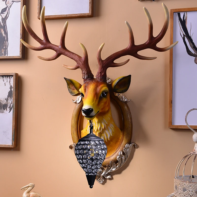 

Vintage Resin Deer Wall Lamp Modern Loft Aisle Stairs Living Room Bedroom Wall Sconce Lights Lighting Home Decor Vanity Lights