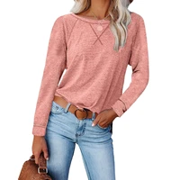 blouse solid color oversized t shirt long sleeved loose women girl round neck casual streetwear tee fashion summer top shirt