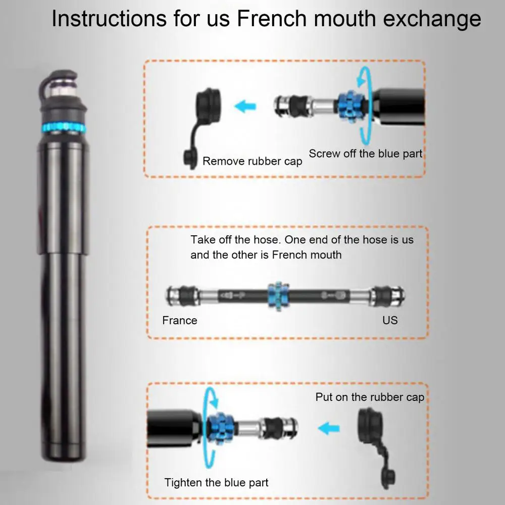 

6063 Aluminum Alloy Black Bicycle Basketball High Pressure Pump With American French Valve Durable And Portable Easy To Use part