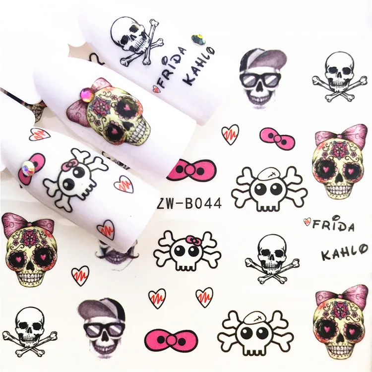 LOLEDE 5 лист флаг и череп наклейки на ногти Цветок Наклейка слайдеры дизайн ногтей