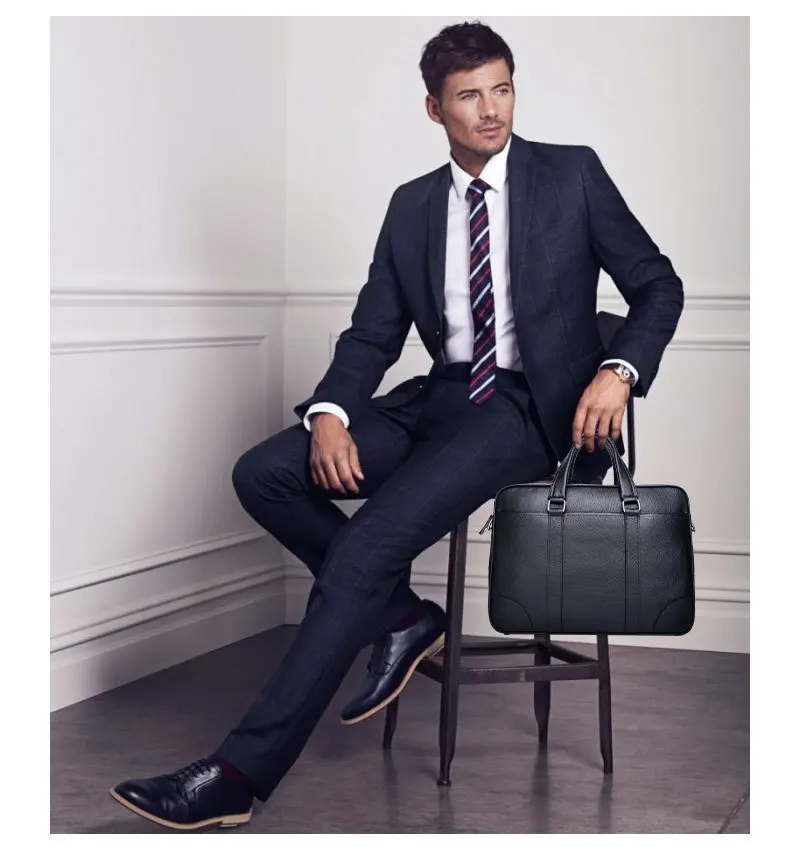 Новый роскошный деловой мужской портфель из 100% натуральной коровьей кожи