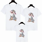 Новая летняя модная футболка для маленьких мальчиков и девочек, топы с мультяшным Кроликом, Детская футболка с коротким рукавом, наряды для семейного образа