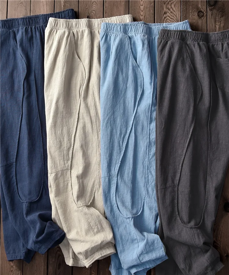 Ramie длинные брюки женские винтажные Свободные повседневные осень 2018