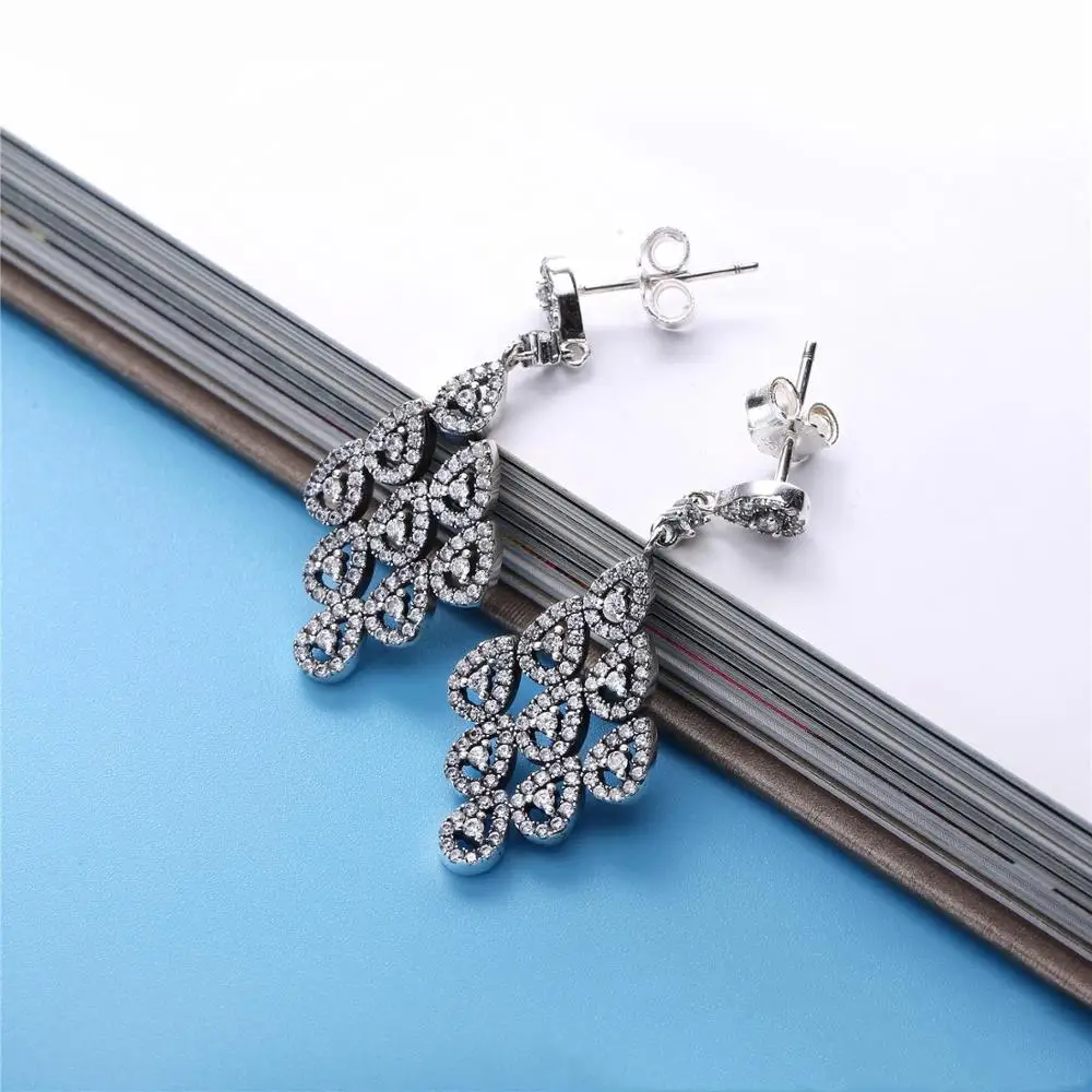 

High Quality 925 Sterling Silver pan Charm Fashion Earrings with Original Stenciled Wedding Party Evening Woman Jewelry Gift
