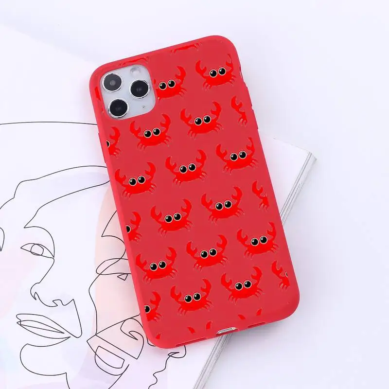 

crab Phone Case Red Candy Color for iPhone 6 7 8 11 12 s mini pro X XS XR MAX Plus