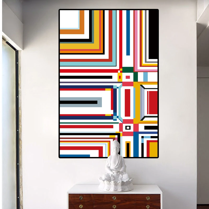 Абстрактная живопись сетки картины от Piet Cornelies Mondrian Современная печать на холсте стены искусства для гостиной Куадрос украшения - Цвет: WW018036