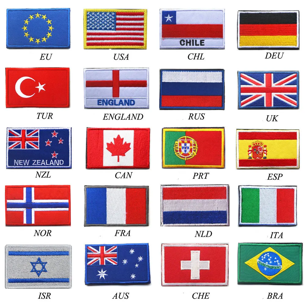 Bandera de País a rayas bordadas, Rusia, Turquía, Francia, UE, Países Bajos, parches militares tácticos, apliques del ejército a rayas