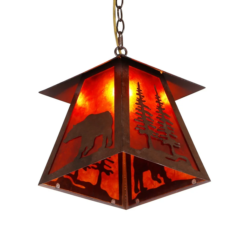 

Утюг + слюда ломтик ретро цепь подвесной светильник кафе ресторан бар античный подвесной светильник проход вилла украшения сада светильник...