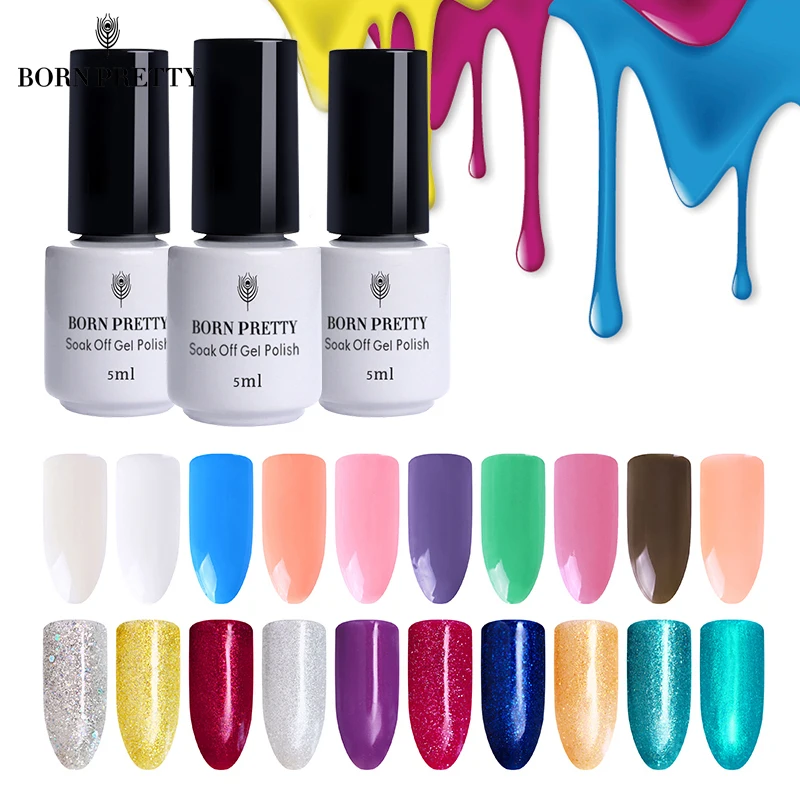 BORN PRETTY одношаговый УФ гель для ногтей 5 мл цветной замачивающийся 3 в 1 Гель