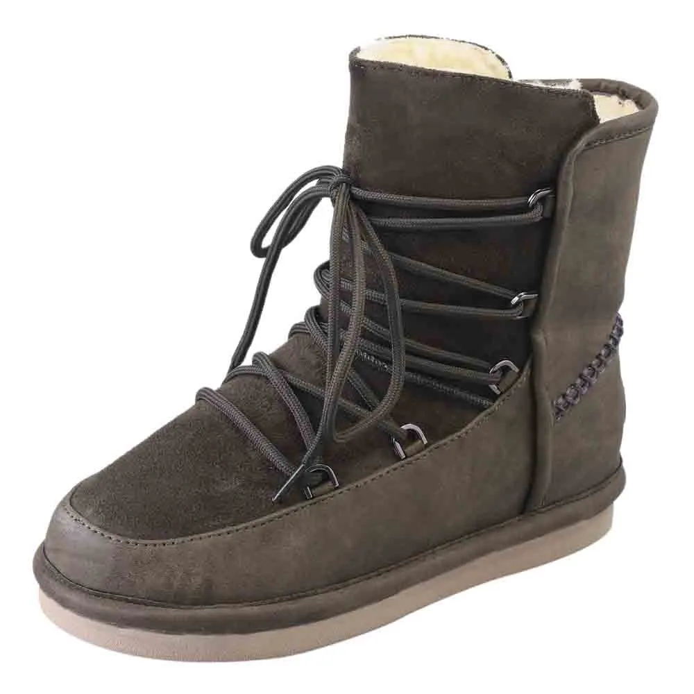 SAGACE/женские ботинки на низком каблуке со шнуровкой Женские бархатные зимние