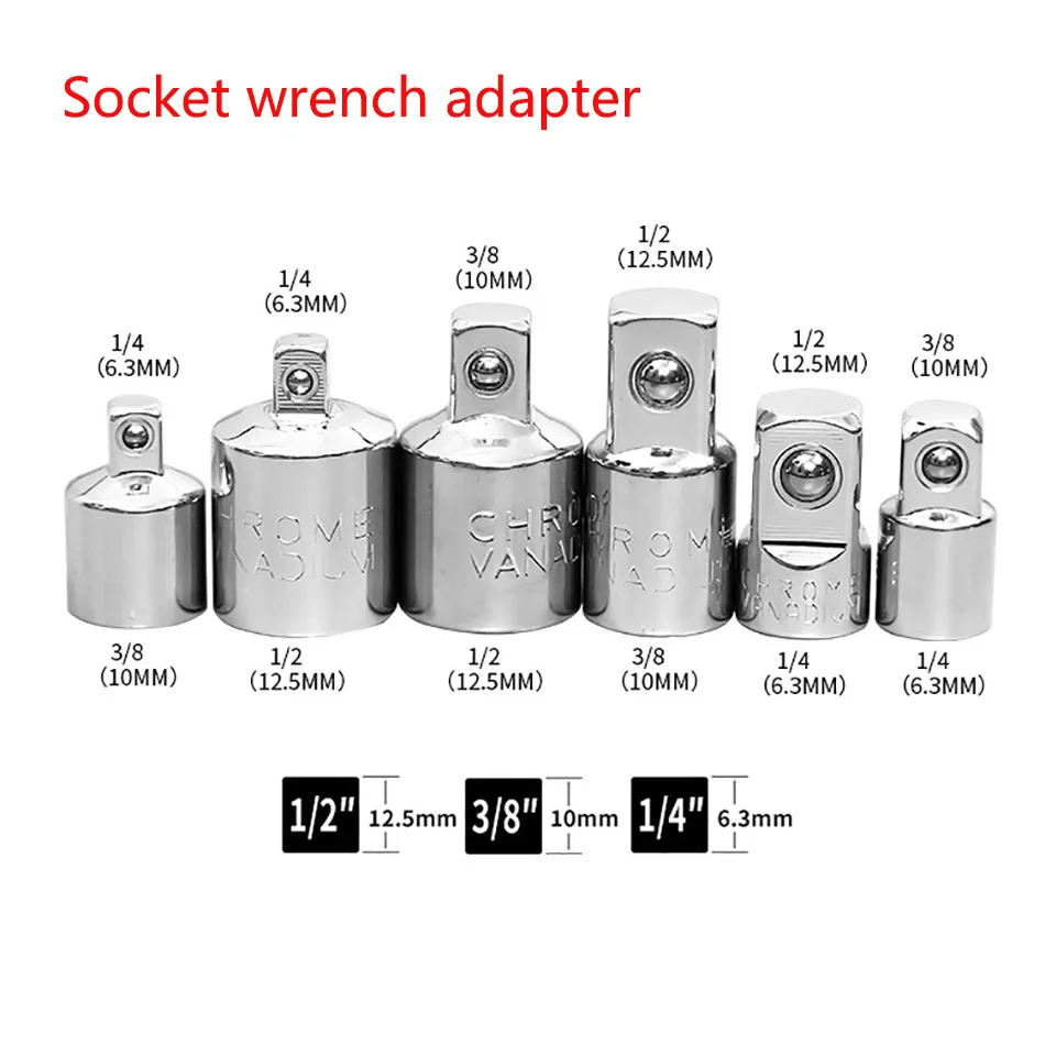 Адаптер гаечного ключа с трещоткой 1/4 &quot3/8&quot 1/2 &quot хром ванадиевый втулка
