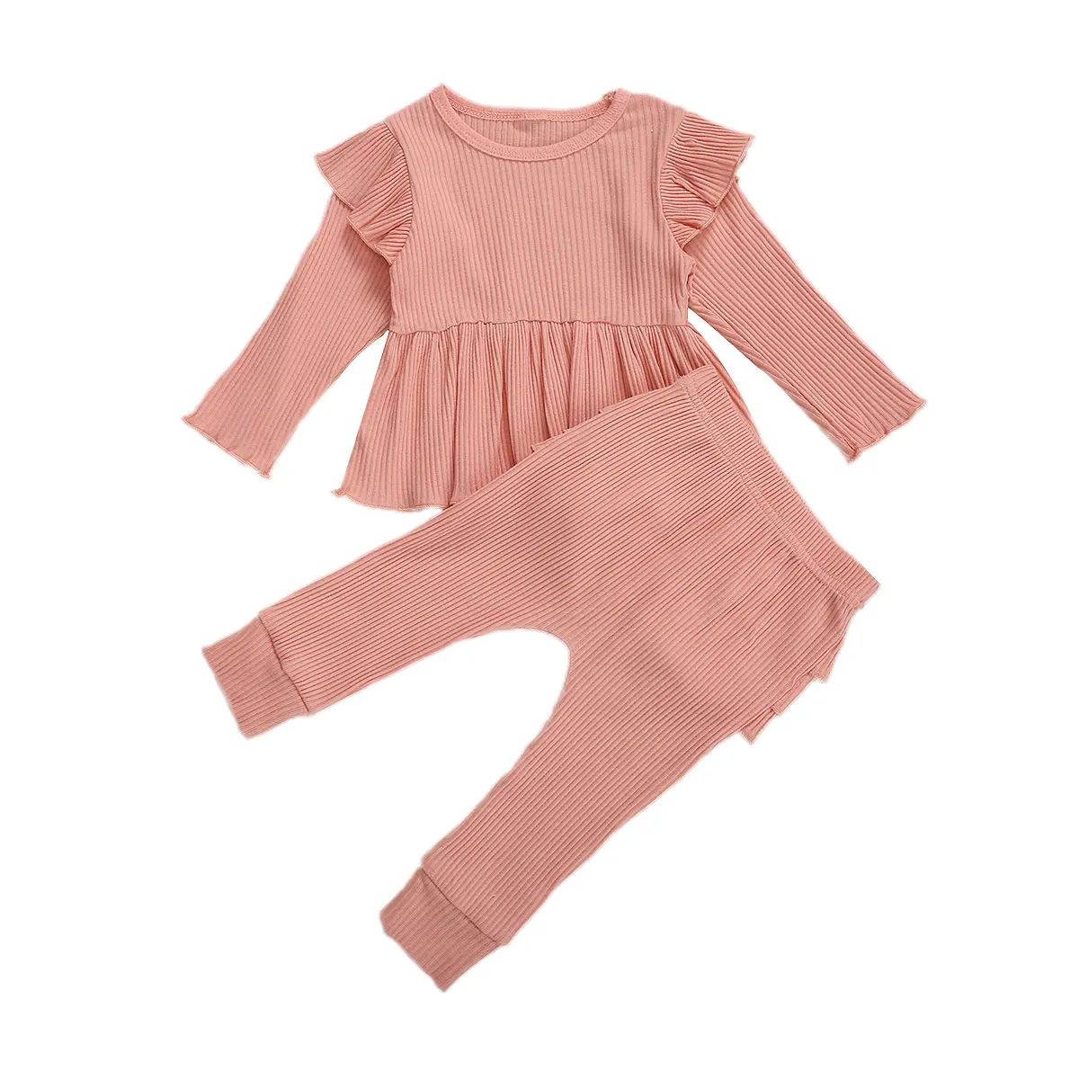 От 1 до 5 лет осенняя однотонная Детская рубашка и штаны комплект из 2 предметов в