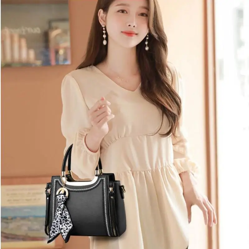 

High end women's bag versatile women's handbag silk scarf pendant messenger bag high quality shoulder bags Small square bags
